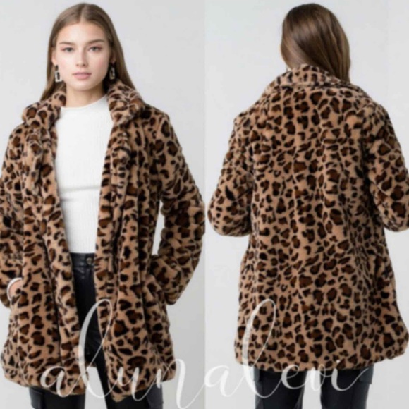 Lovely Leopard Print Faux Fur Womans Jacket Coat - Picture 2 of 7